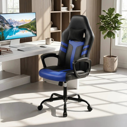 Ergonomic Gaming Chair with Removable Head Pillow