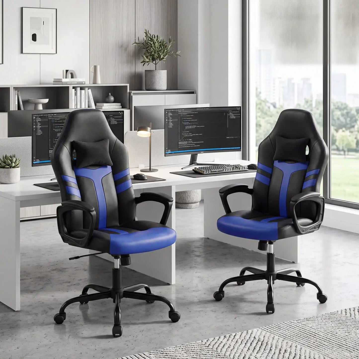 Ergonomic Gaming Chair with Removable Head Pillow