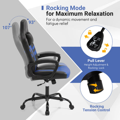 Ergonomic Gaming Chair with Removable Head Pillow