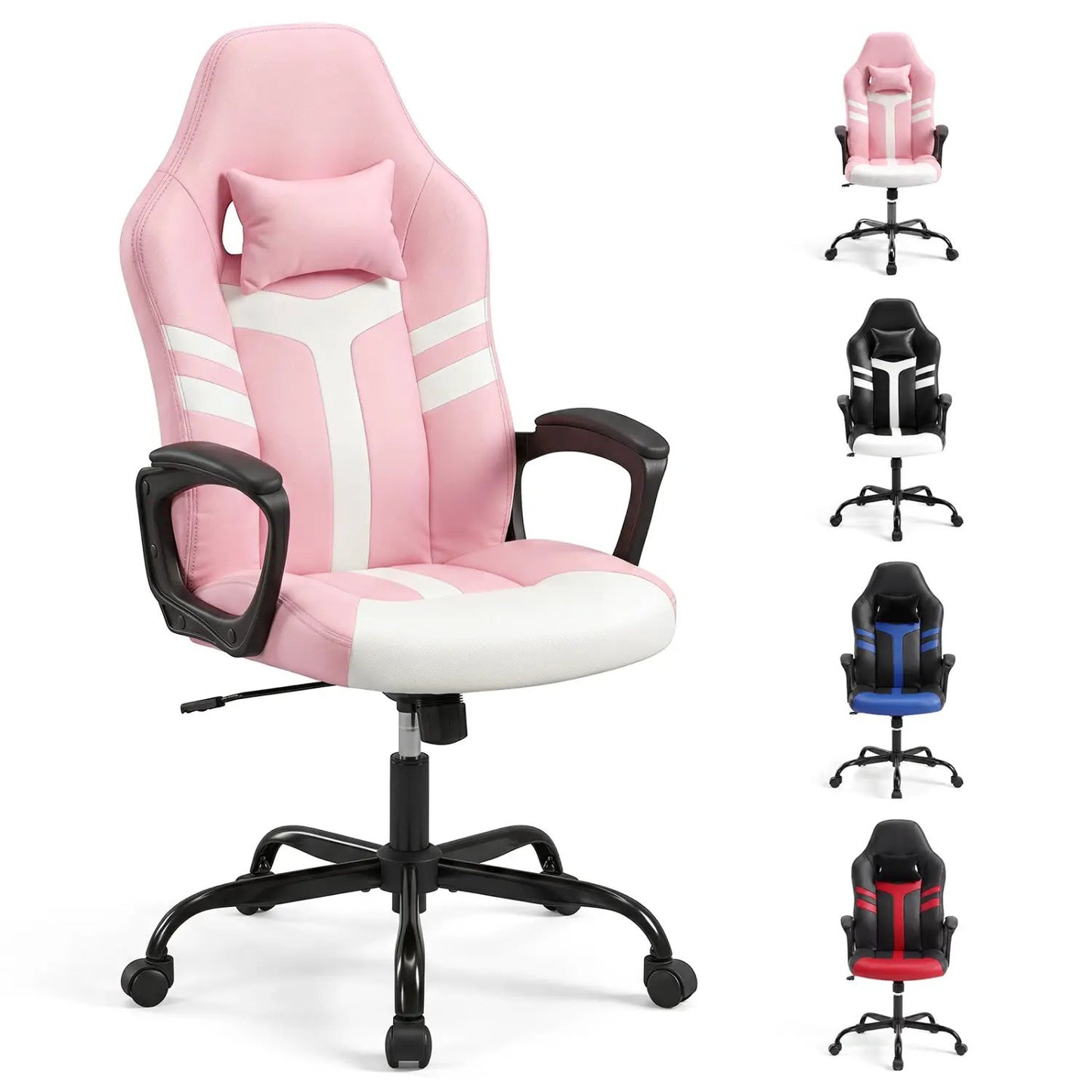 Ergonomic Gaming Chair with Removable Head Pillow