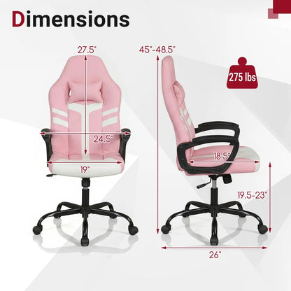 Ergonomic Gaming Chair with Removable Head Pillow