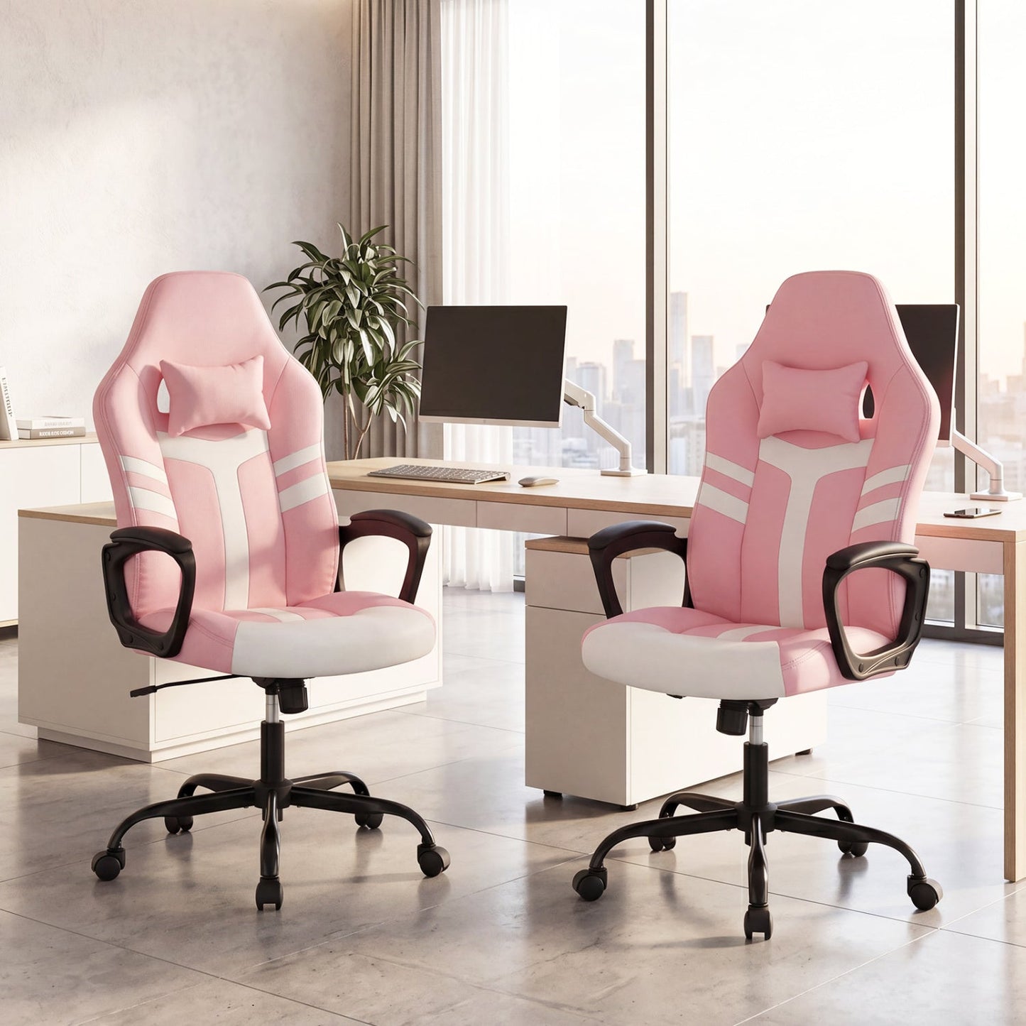 Ergonomic Gaming Chair with Removable Head Pillow