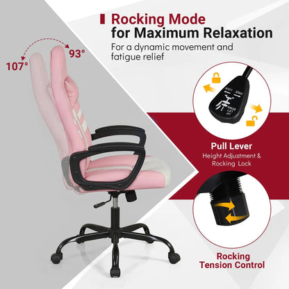 Ergonomic Gaming Chair with Removable Head Pillow