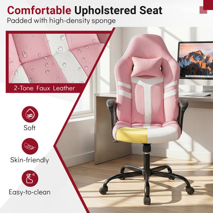 Ergonomic Gaming Chair with Removable Head Pillow