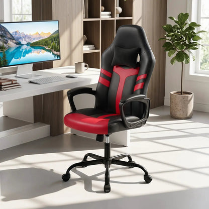 Ergonomic Gaming Chair with Removable Head Pillow