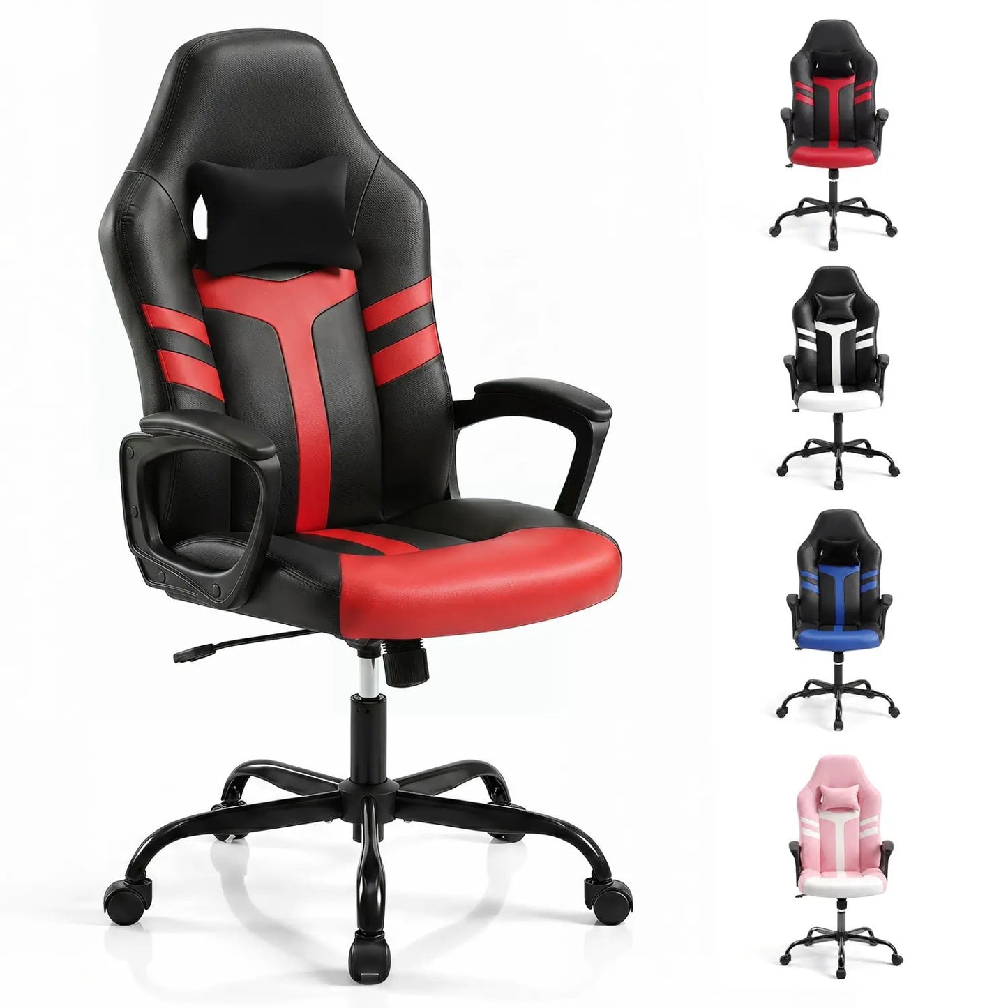 Ergonomic Gaming Chair with Removable Head Pillow