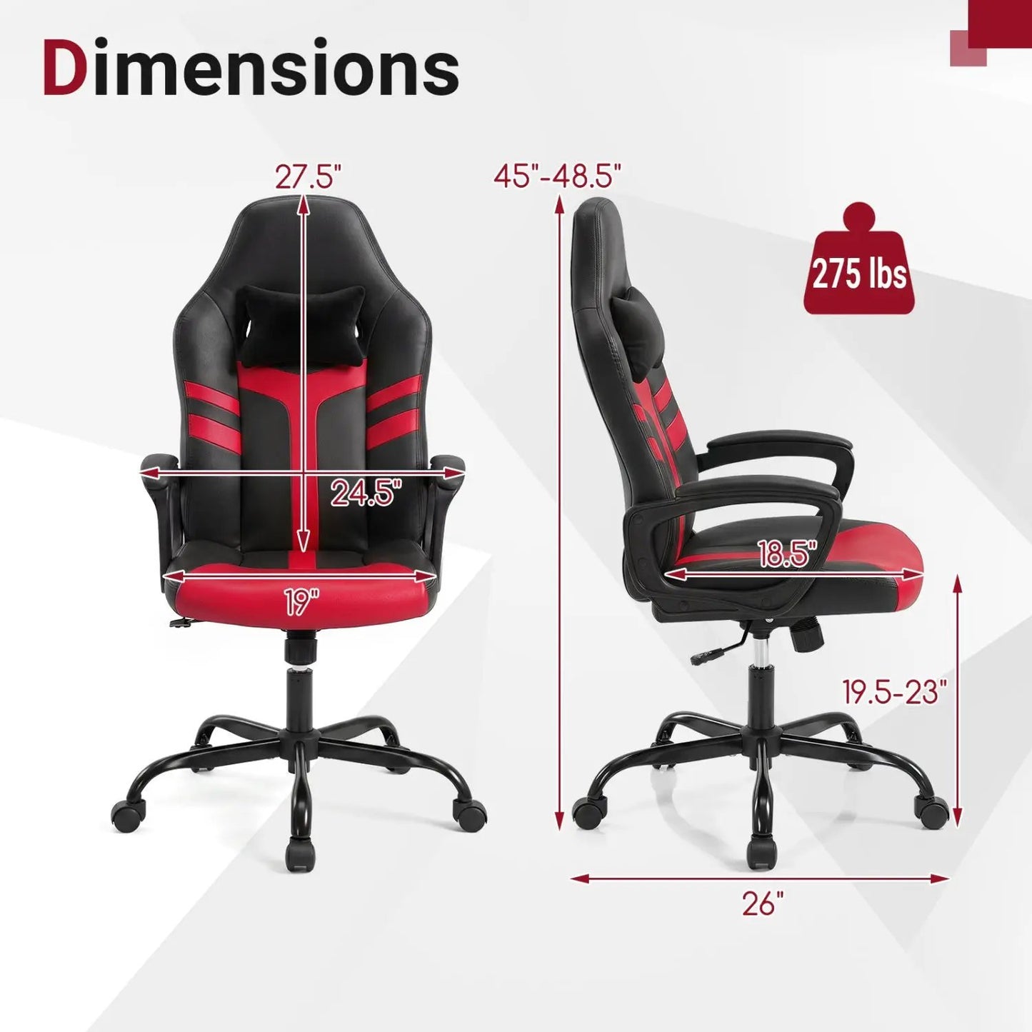 Ergonomic Gaming Chair with Removable Head Pillow