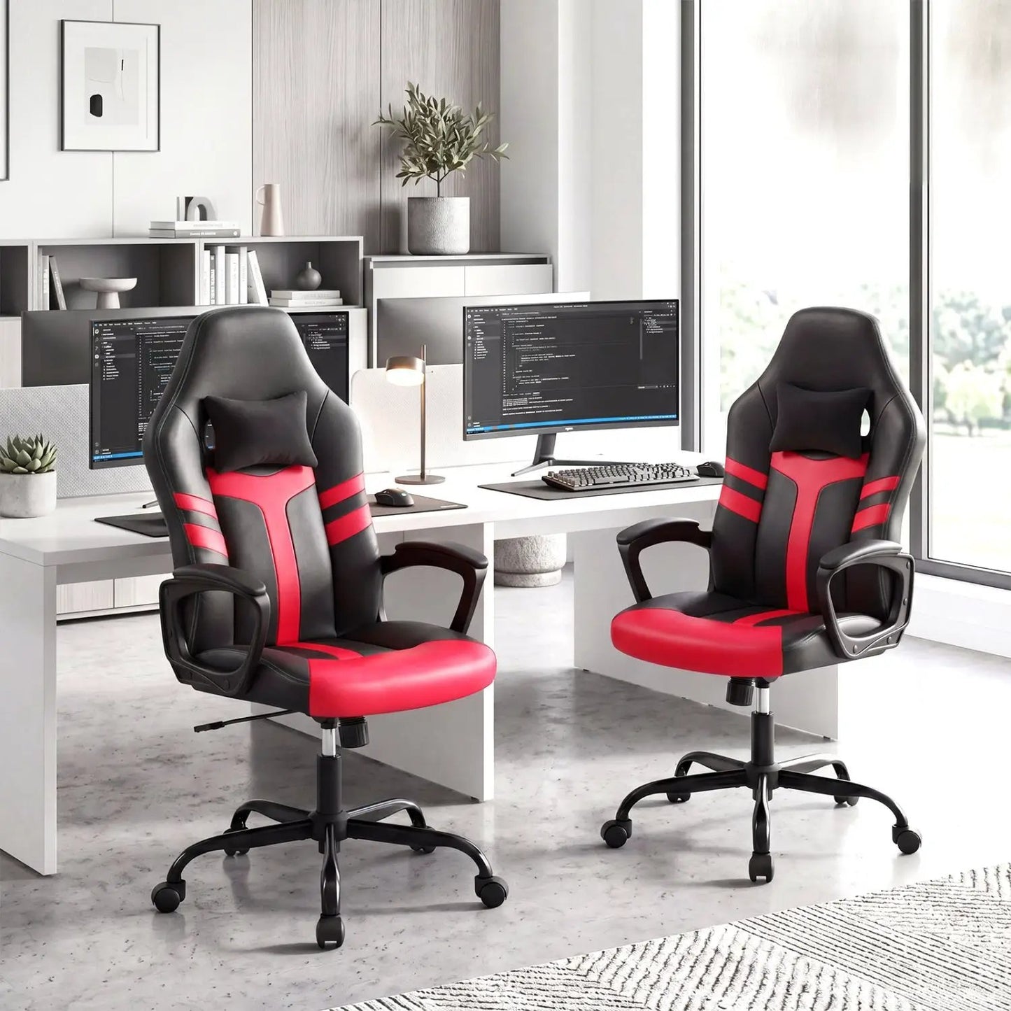 Ergonomic Gaming Chair with Removable Head Pillow