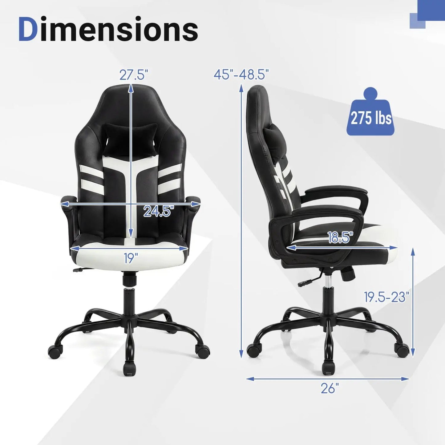 Ergonomic Gaming Chair with Removable Head Pillow
