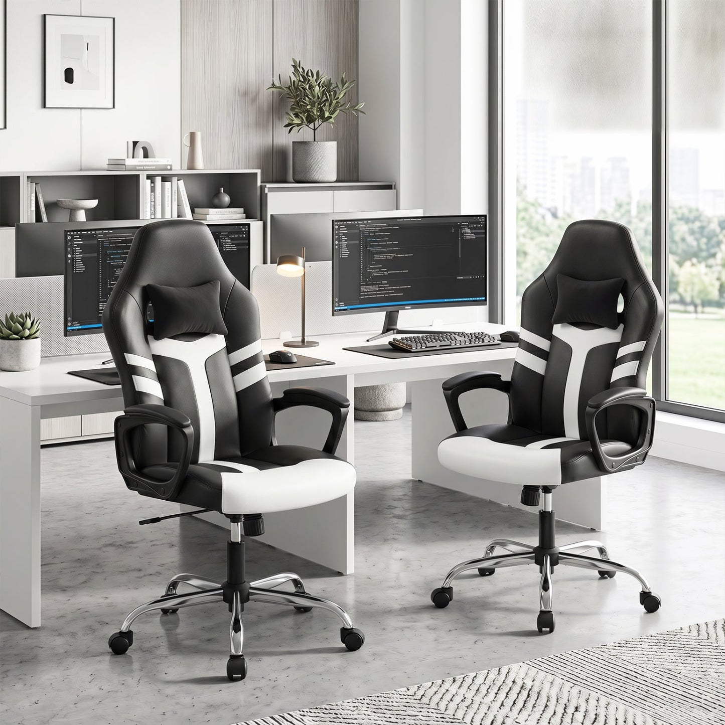 Ergonomic Gaming Chair with Removable Head Pillow