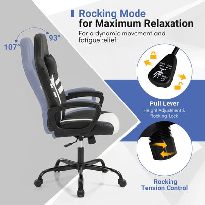 Ergonomic Gaming Chair with Removable Head Pillow