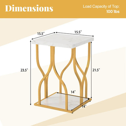 Faux Marble Nightstand with Petal Frame and Metal