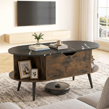 Lift Top Coffee Table with Hidden Compartment, DirectDeals, dark wood with marble top on Tampa Home & Garden Store