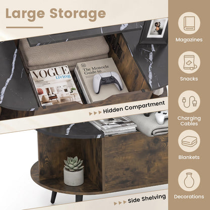 Lift Top Coffee Table by DirectDeals with Hidden Compartment and Shelves in dark wood on Tampa Home & Garden Store