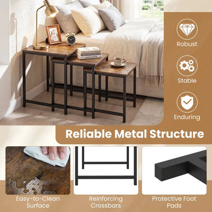 Nesting Tables Set of 3 with Faux Marble Top