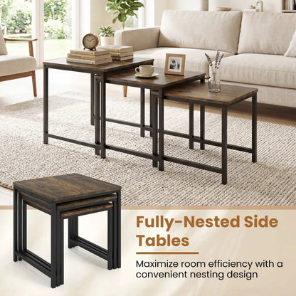 Nesting Tables Set of 3 with Faux Marble Top