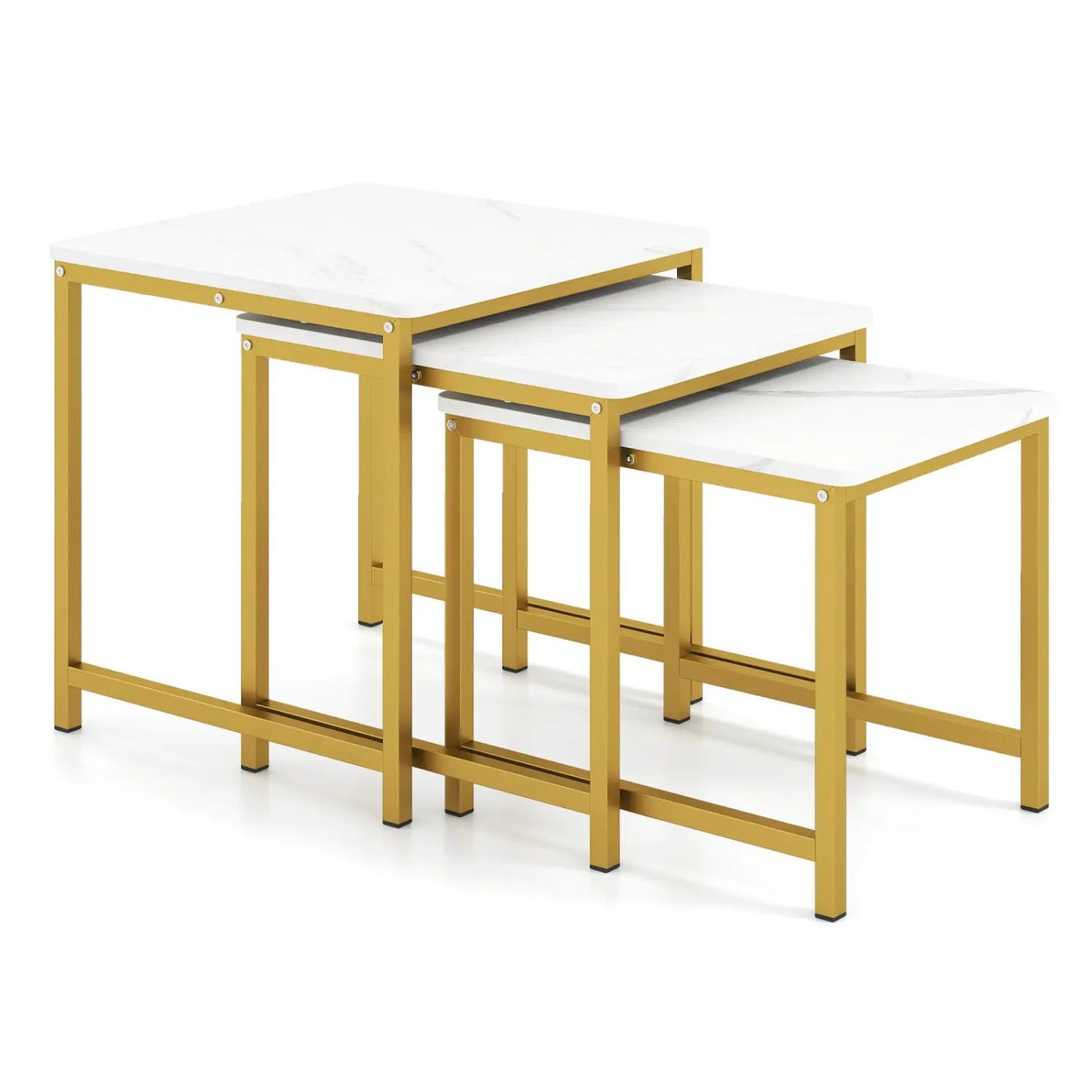 Nesting Tables Set of 3 with Faux Marble Top