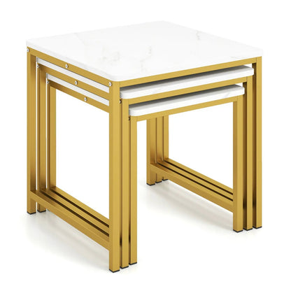 Nesting Tables Set of 3 with Faux Marble Top