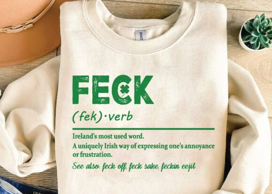 Feck Irish St Patricks Day unisex bamboo/cotton graphic tee cream Spun Bamboo brand on Tampa Home & Garden Store