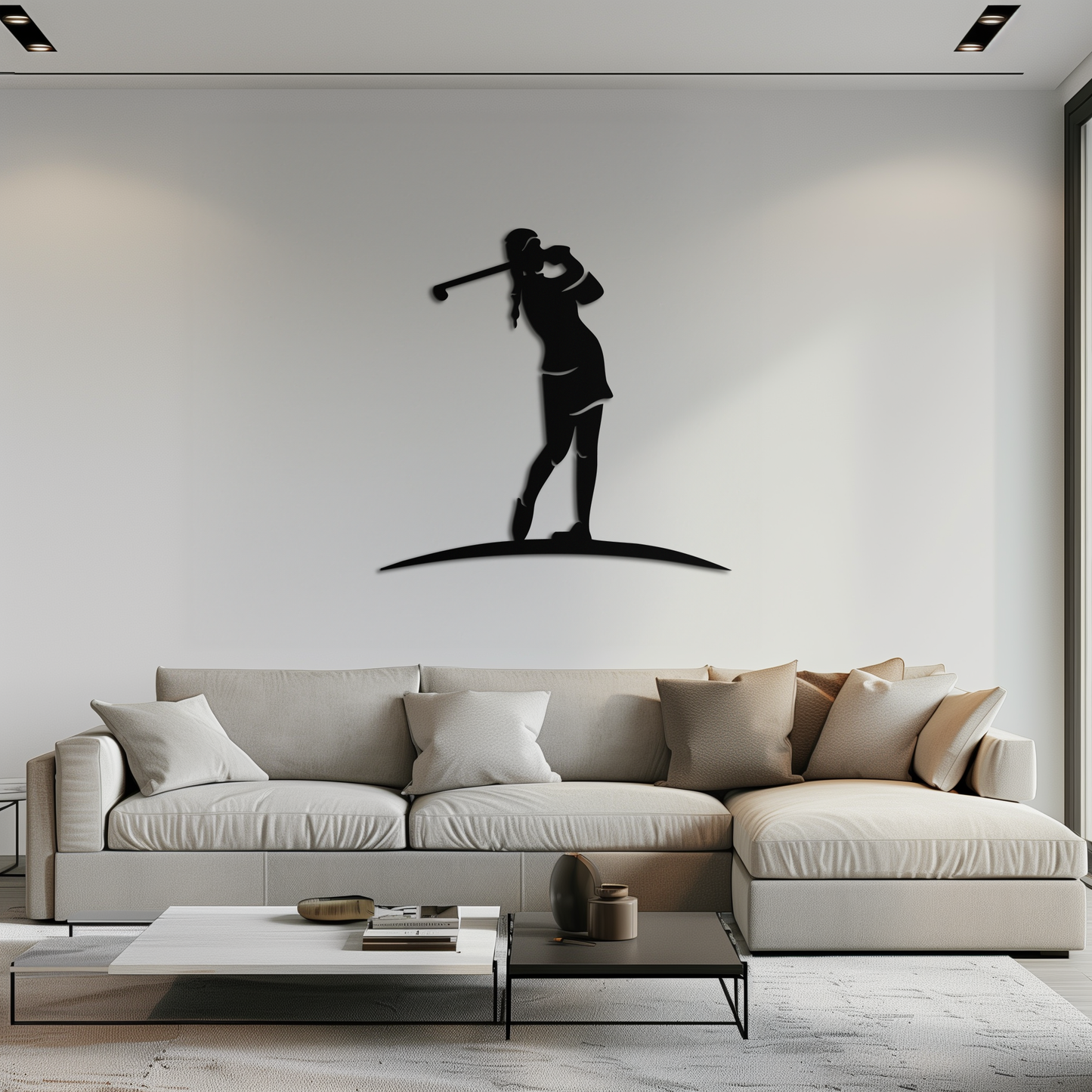 Female Golfer Metal Wall Art – Elegant Sports Silhouette for Modern Spaces- KAF698 - Tampa Home & Garden Store