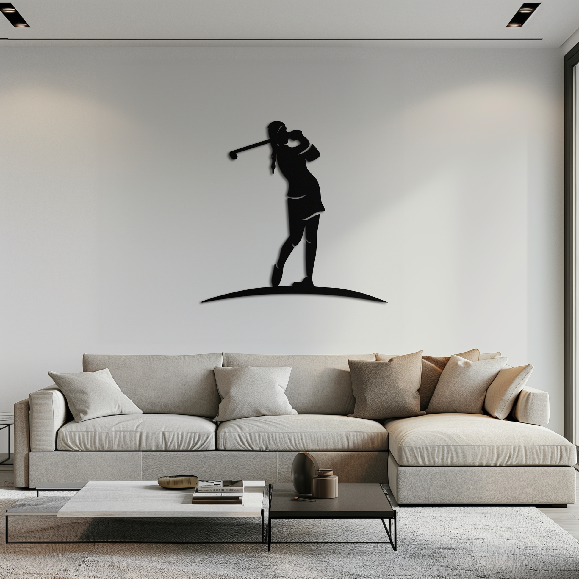 Female Golfer Metal Wall Art – Elegant Sports Silhouette for Modern Spaces- KAF698 - Tampa Home & Garden Store