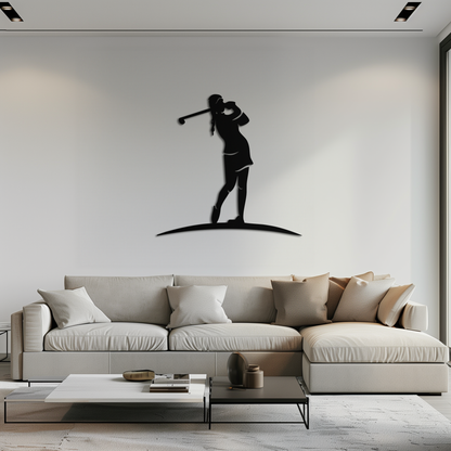 Female Golfer Metal Wall Art – Elegant Sports Silhouette for Modern Spaces- KAF698 - Tampa Home & Garden Store