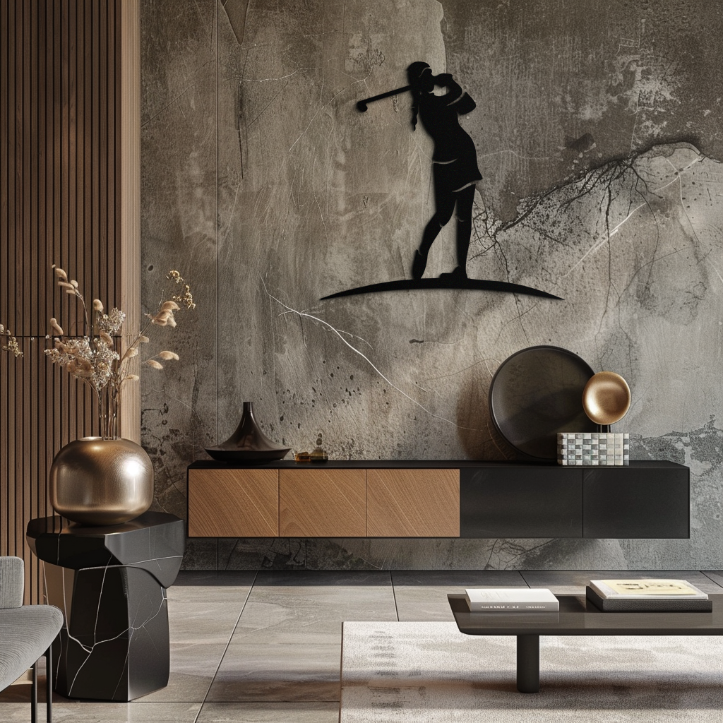 Female Golfer Metal Wall Art – Elegant Sports Silhouette for Modern Spaces- KAF698 - Tampa Home & Garden Store