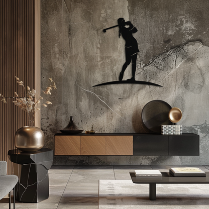 Female Golfer Metal Wall Art – Elegant Sports Silhouette for Modern Spaces- KAF698 - Tampa Home & Garden Store