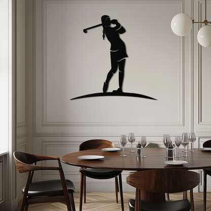 Female Golfer Metal Wall Art – Elegant Sports Silhouette for Modern Spaces- KAF698 - Tampa Home & Garden Store