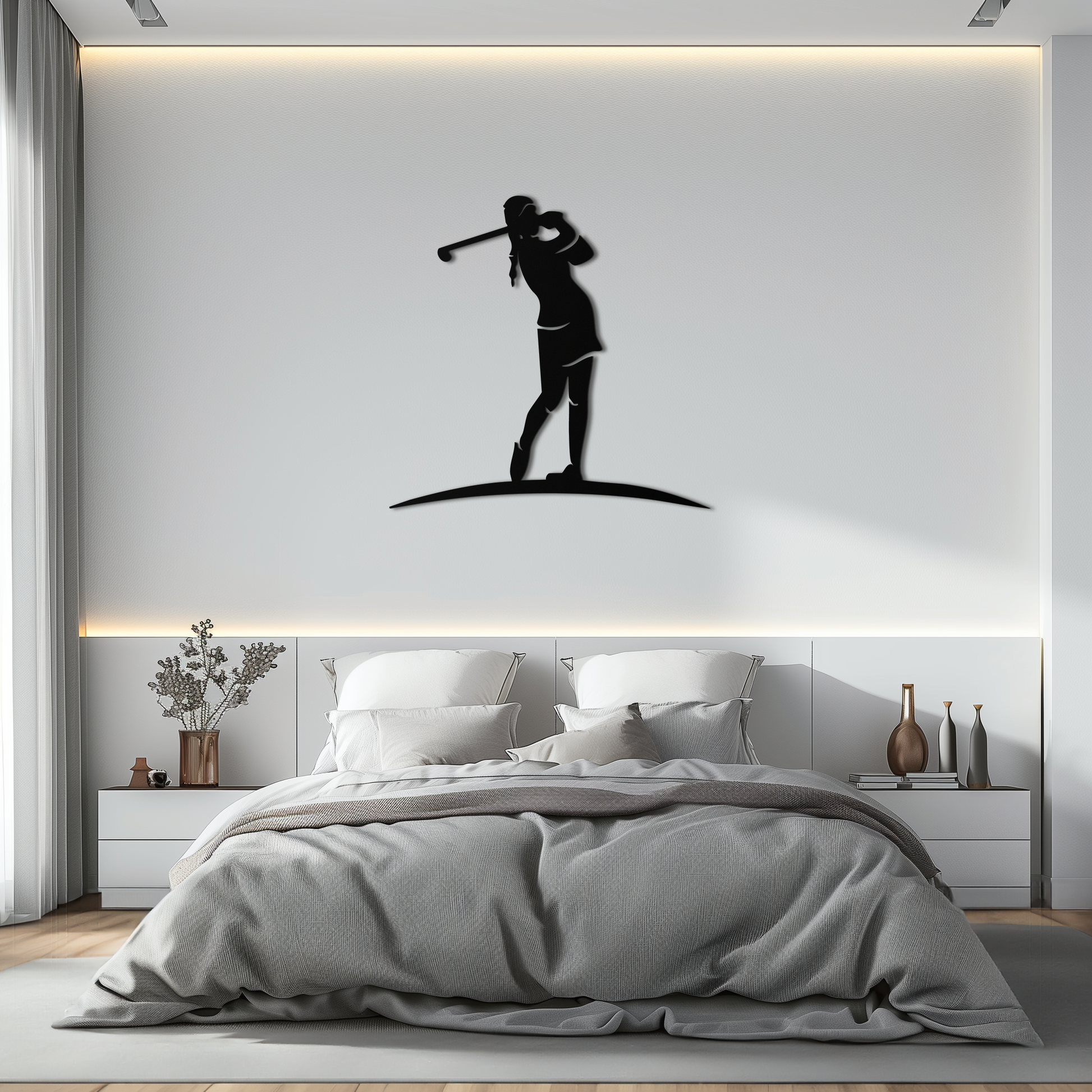Female Golfer Metal Wall Art – Elegant Sports Silhouette for Modern Spaces- KAF698 - Tampa Home & Garden Store