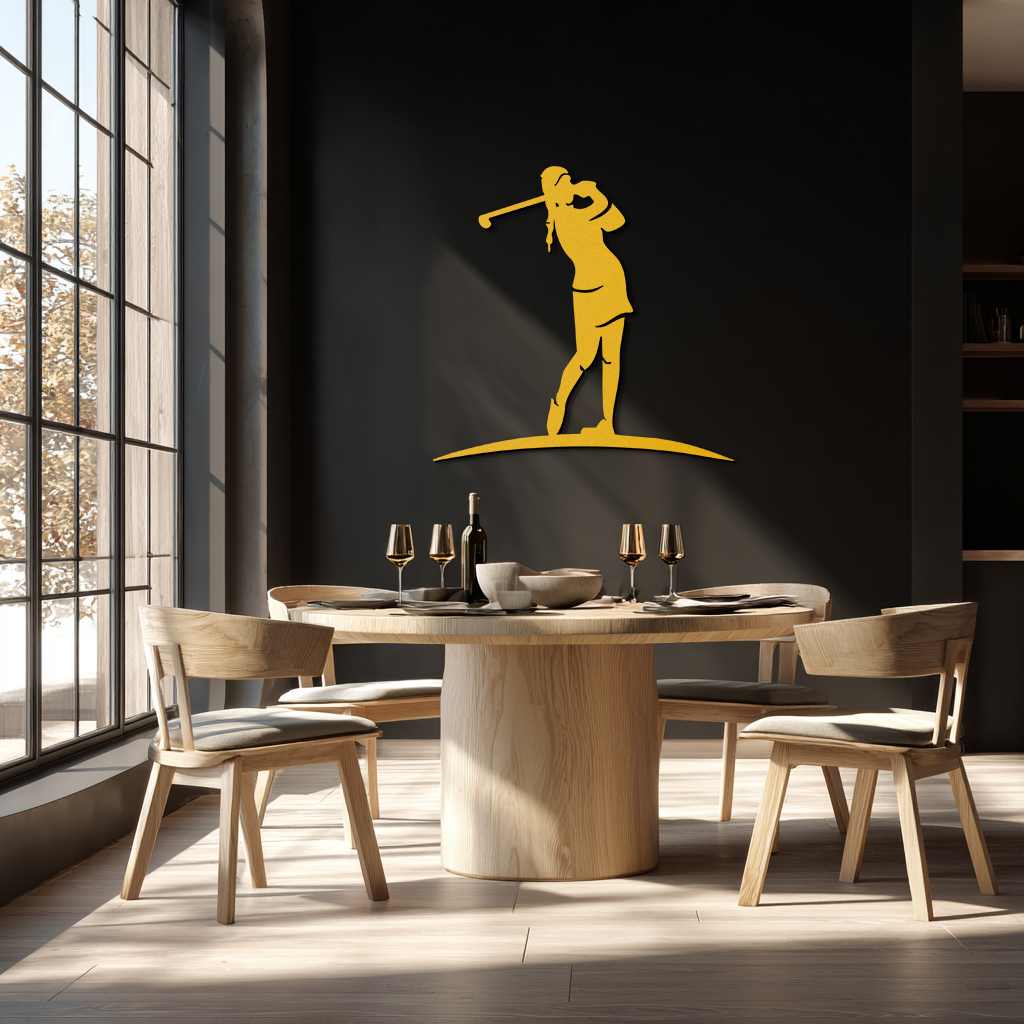 Female Golfer Metal Wall Art – Elegant Sports Silhouette for Modern Spaces- KAF698 - Tampa Home & Garden Store