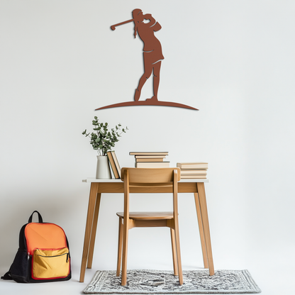 Female Golfer Metal Wall Art – Elegant Sports Silhouette for Modern Spaces- KAF698 - Tampa Home & Garden Store