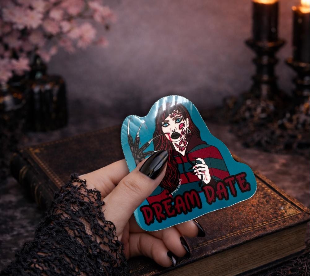 Female Horror Villain Sticker: Waterproof Die Cut, Gore-Geek Gift (Glossy or Holographic) - Tampa Home & Garden Store