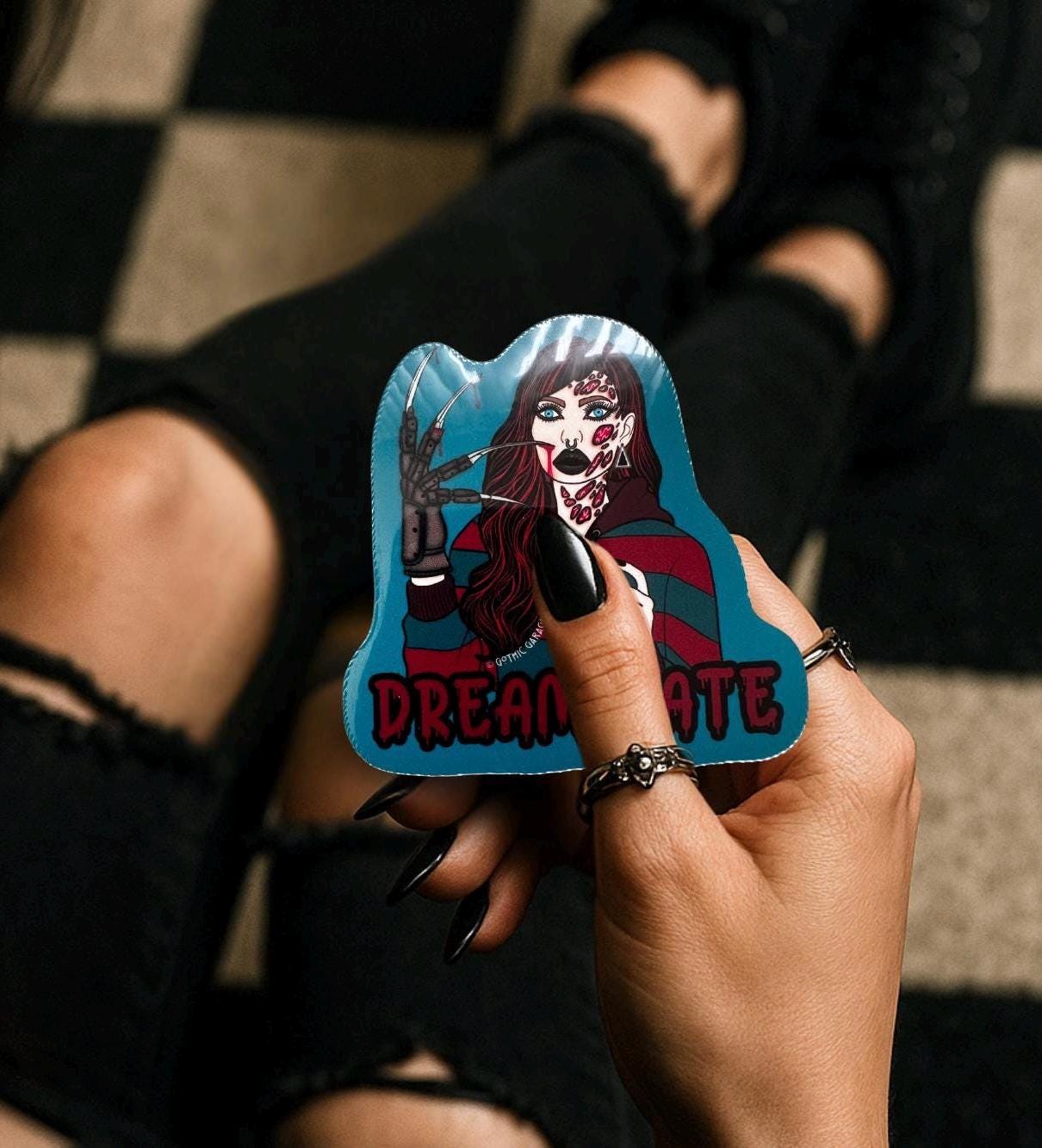 Female Horror Villain Sticker: Waterproof Die Cut, Gore-Geek Gift (Glossy or Holographic) - Tampa Home & Garden Store
