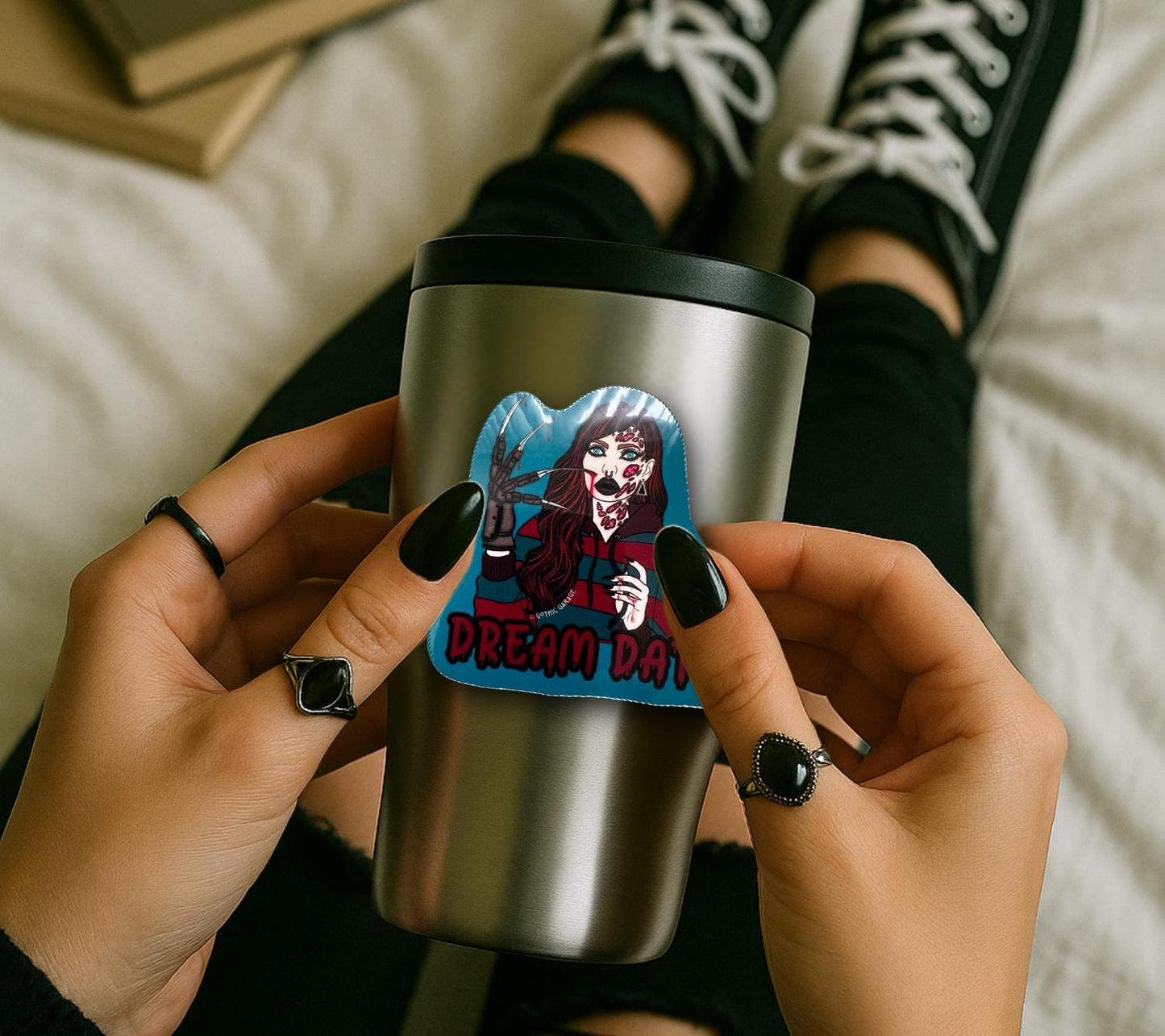 Female Horror Villain Sticker: Waterproof Die Cut, Gore-Geek Gift (Glossy or Holographic) - Tampa Home & Garden Store