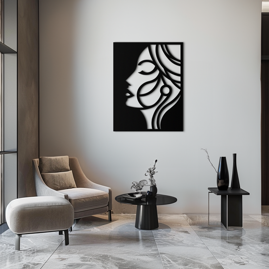 Female Silhouette Metal Wall Art – Elegant Abstract Woman Design for Modern Interiors- KAF393 - Tampa Home & Garden Store
