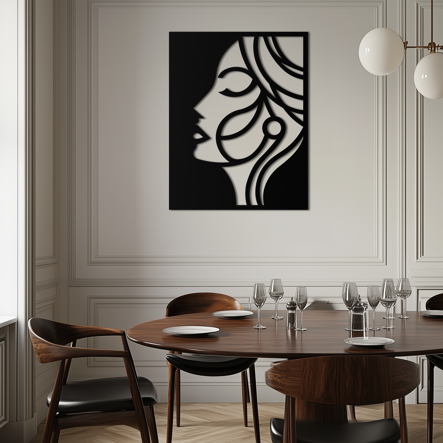 Female Silhouette Metal Wall Art – Elegant Abstract Woman Design for Modern Interiors- KAF393 - Tampa Home & Garden Store