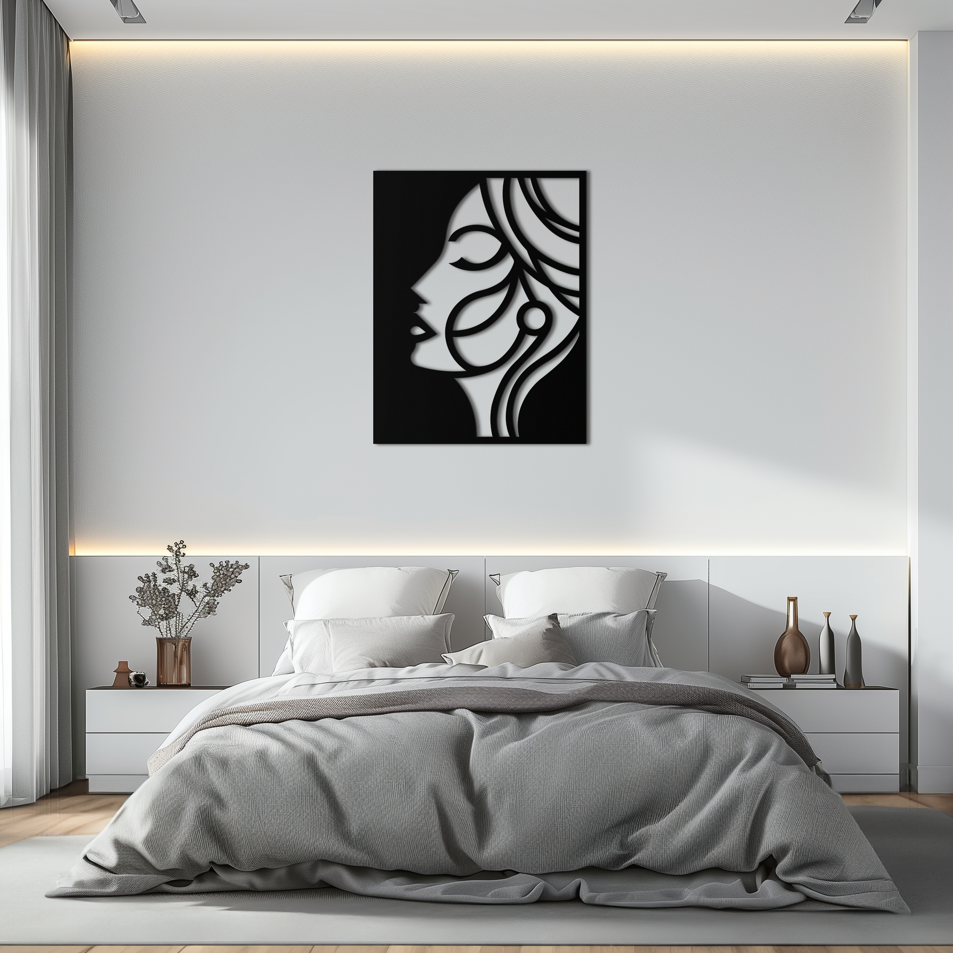 Female Silhouette Metal Wall Art – Elegant Abstract Woman Design for Modern Interiors- KAF393 - Tampa Home & Garden Store