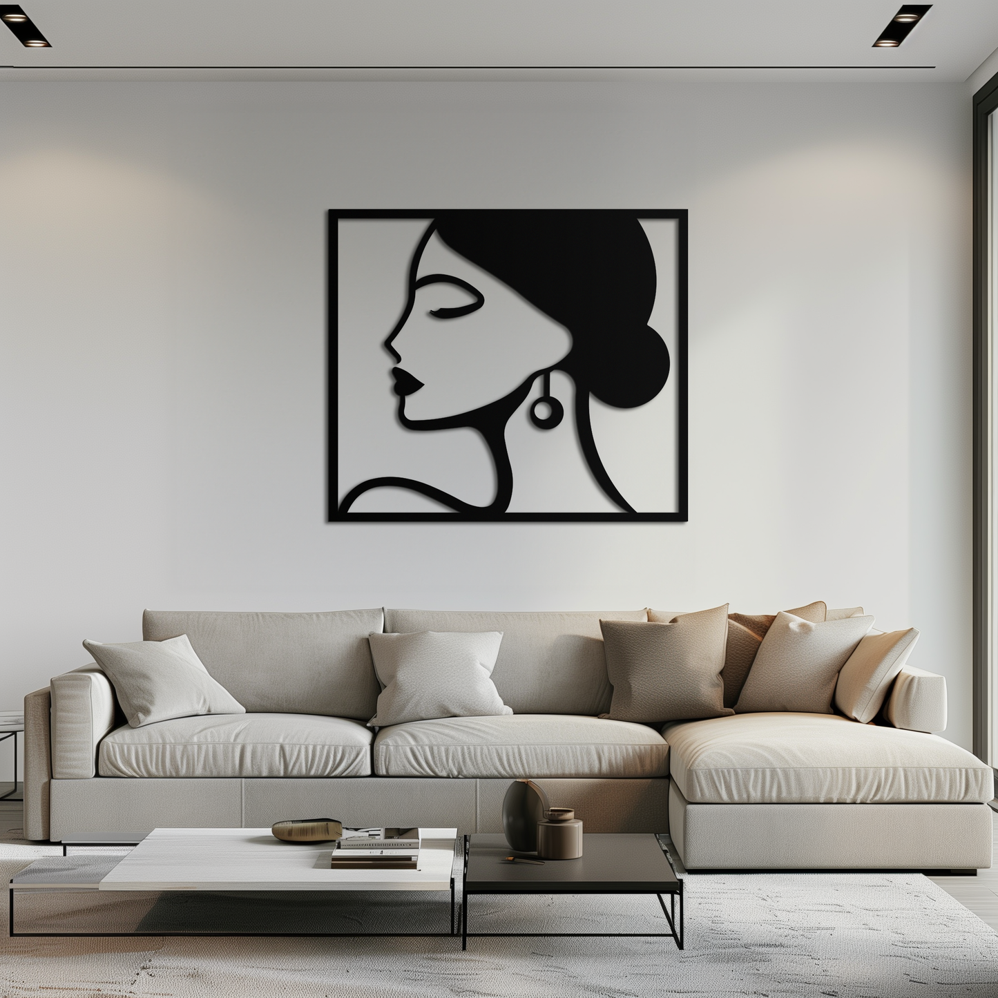 Female Silhouette Metal Wall Art – Elegant Modern Black Abstract Home Decor- KAF389 - Tampa Home & Garden Store