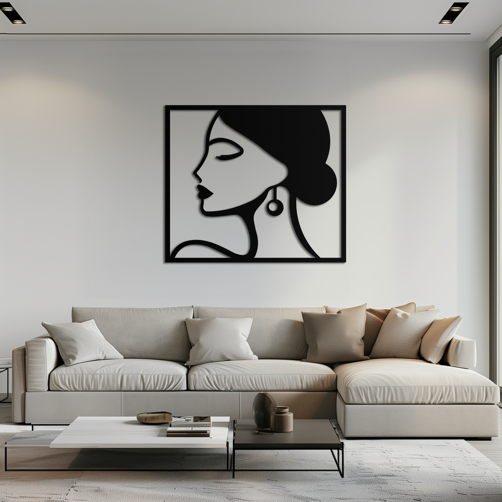 Female Silhouette Metal Wall Art – Elegant Modern Black Abstract Home Decor- KAF389 - Tampa Home & Garden Store