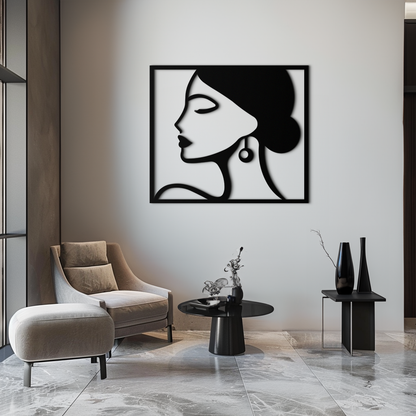 Female Silhouette Metal Wall Art – Elegant Modern Black Abstract Home Decor- KAF389 - Tampa Home & Garden Store