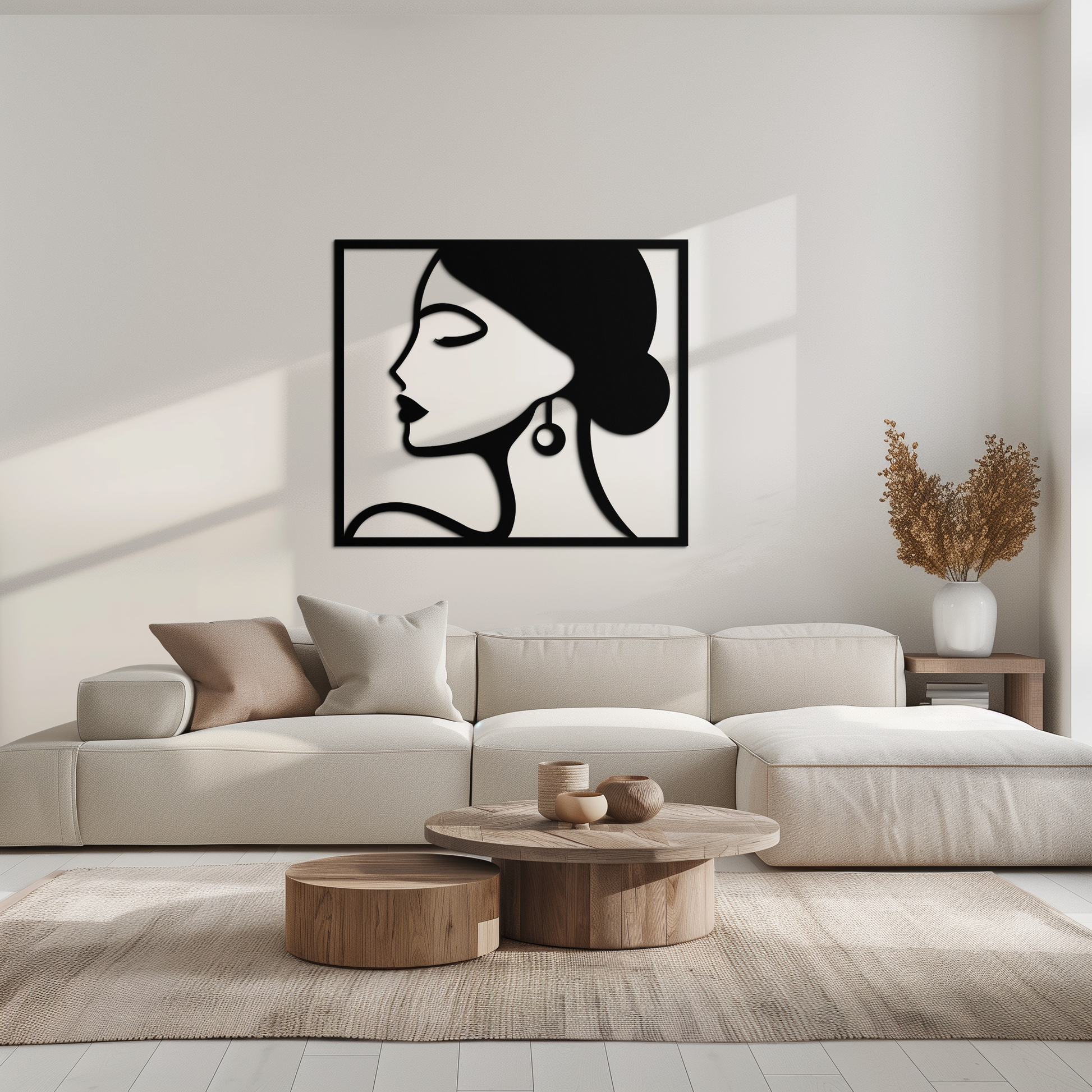 Female Silhouette Metal Wall Art – Elegant Modern Black Abstract Home Decor- KAF389 - Tampa Home & Garden Store