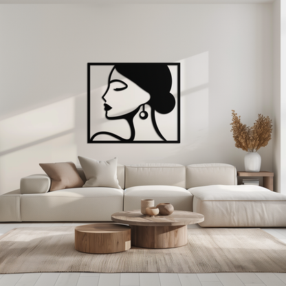 Female Silhouette Metal Wall Art – Elegant Modern Black Abstract Home Decor- KAF389 - Tampa Home & Garden Store