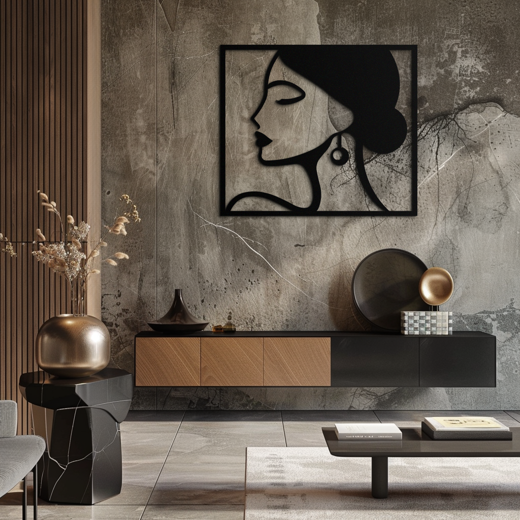 Female Silhouette Metal Wall Art – Elegant Modern Black Abstract Home Decor- KAF389 - Tampa Home & Garden Store