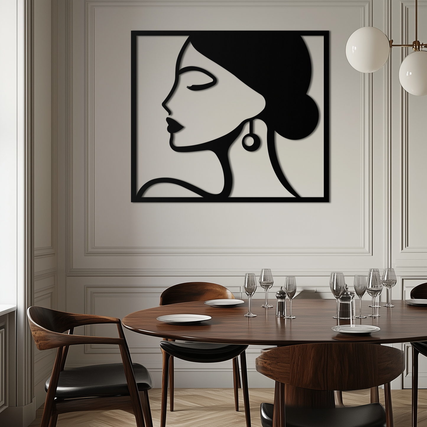 Female Silhouette Metal Wall Art – Elegant Modern Black Abstract Home Decor- KAF389 - Tampa Home & Garden Store