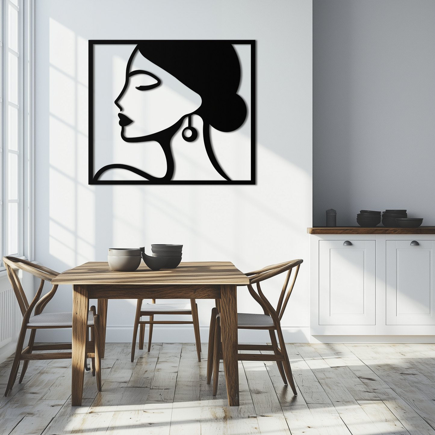 Female Silhouette Metal Wall Art – Elegant Modern Black Abstract Home Decor- KAF389 - Tampa Home & Garden Store