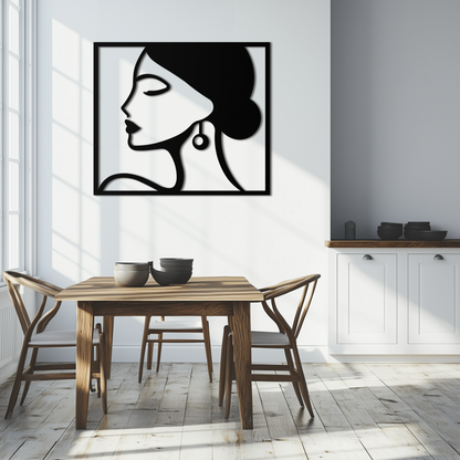 Female Silhouette Metal Wall Art – Elegant Modern Black Abstract Home Decor- KAF389 - Tampa Home & Garden Store