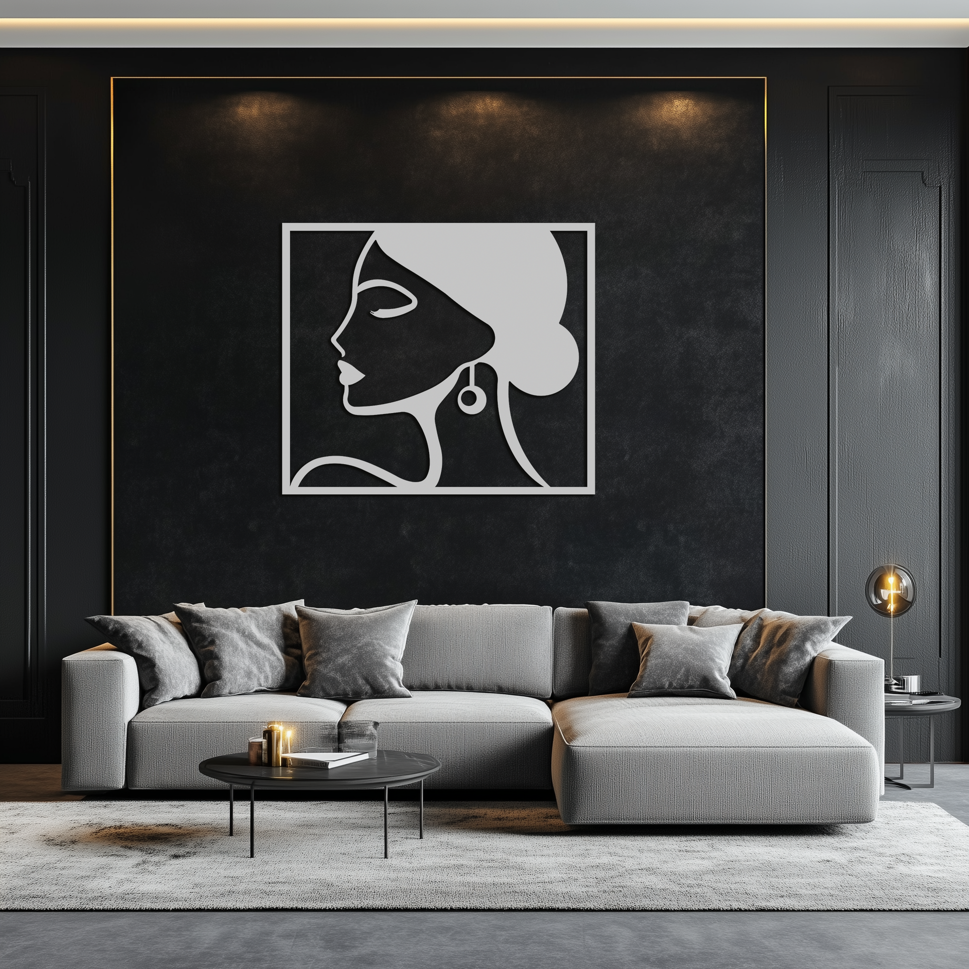 Female Silhouette Metal Wall Art – Elegant Modern Black Abstract Home Decor- KAF389 - Tampa Home & Garden Store