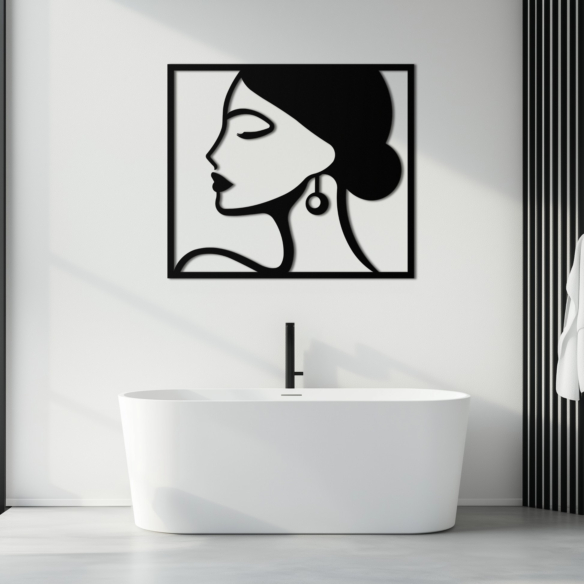 Female Silhouette Metal Wall Art – Elegant Modern Black Abstract Home Decor- KAF389 - Tampa Home & Garden Store