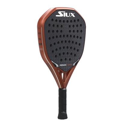 Fenix Elite 5 padel racket by Siux USA, orange frame with black perforated hitting surface on Tampa Home & Garden Store